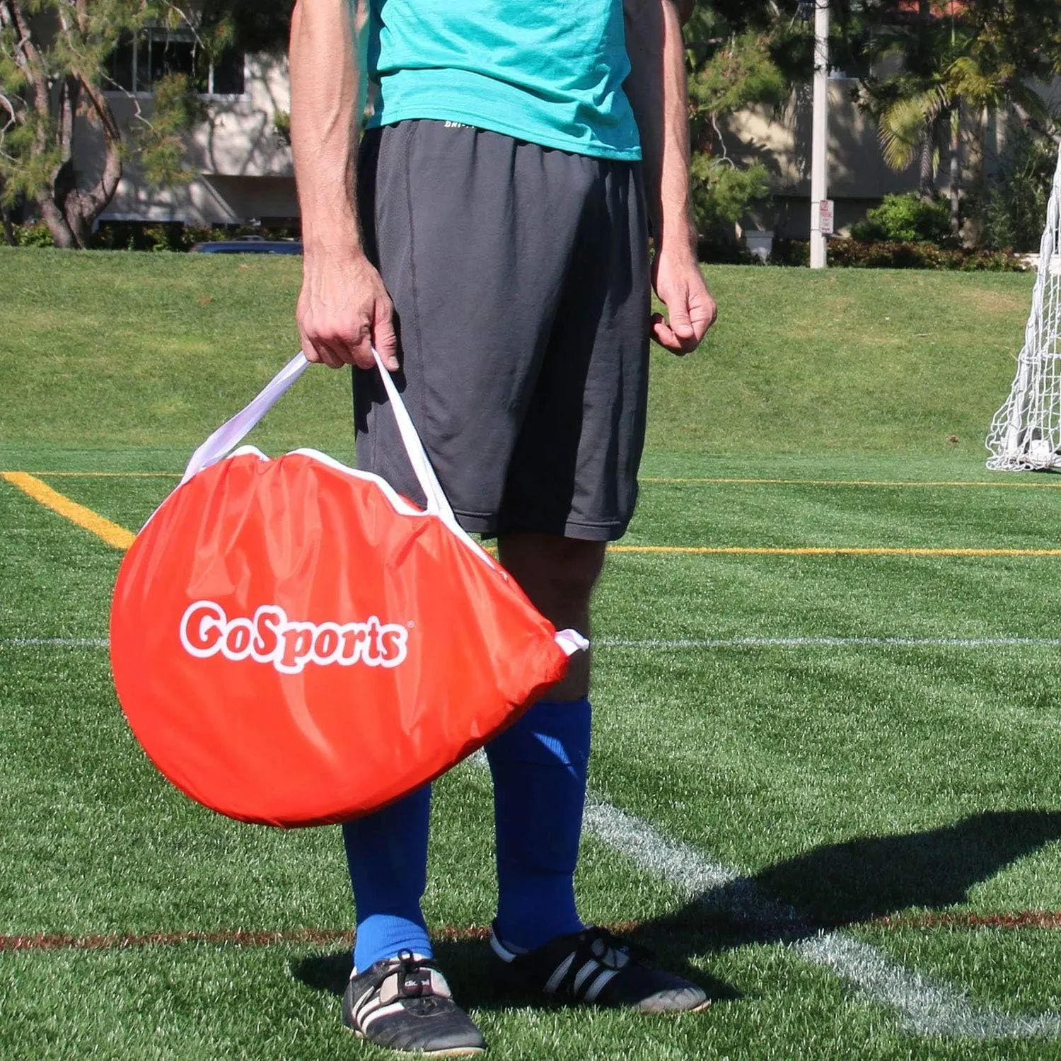 GoSports Portable Pop-Up Soccer Goals for Backyard - Kids & Adults - Set of Two Nets with Agility Training Cones and Carrying Case