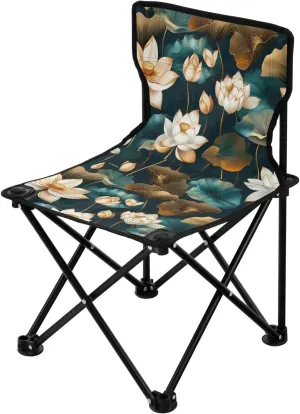 Green and Gold Flower Collapsible Camping Chair Lightweight Outdoor Chair with Carrying Bag