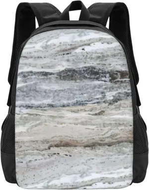 Grey Granite Stone Look Pattern Lightweight Backpack – Large Capacity 15” Laptop Bag For Travel & Outdoor