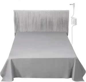 Grounding Sheets Queen Size with 15' Grounded Cord 90% Organic Cotton & 10% Pure Silver Fiber Grounding Flat Sheet Conductive Earthing Sheets Earth Connected Bedding, Gray