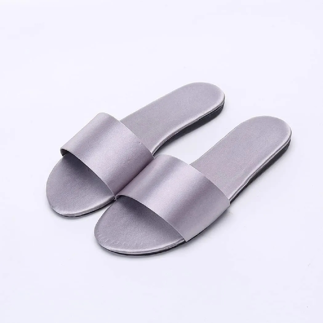 HANDKEI Women's Home Slippers Summer Satin Indoor Breathable Flat Sandals Slippers