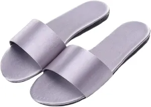 HANDKEI Women's Home Slippers Summer Satin Indoor Breathable Flat Sandals Slippers