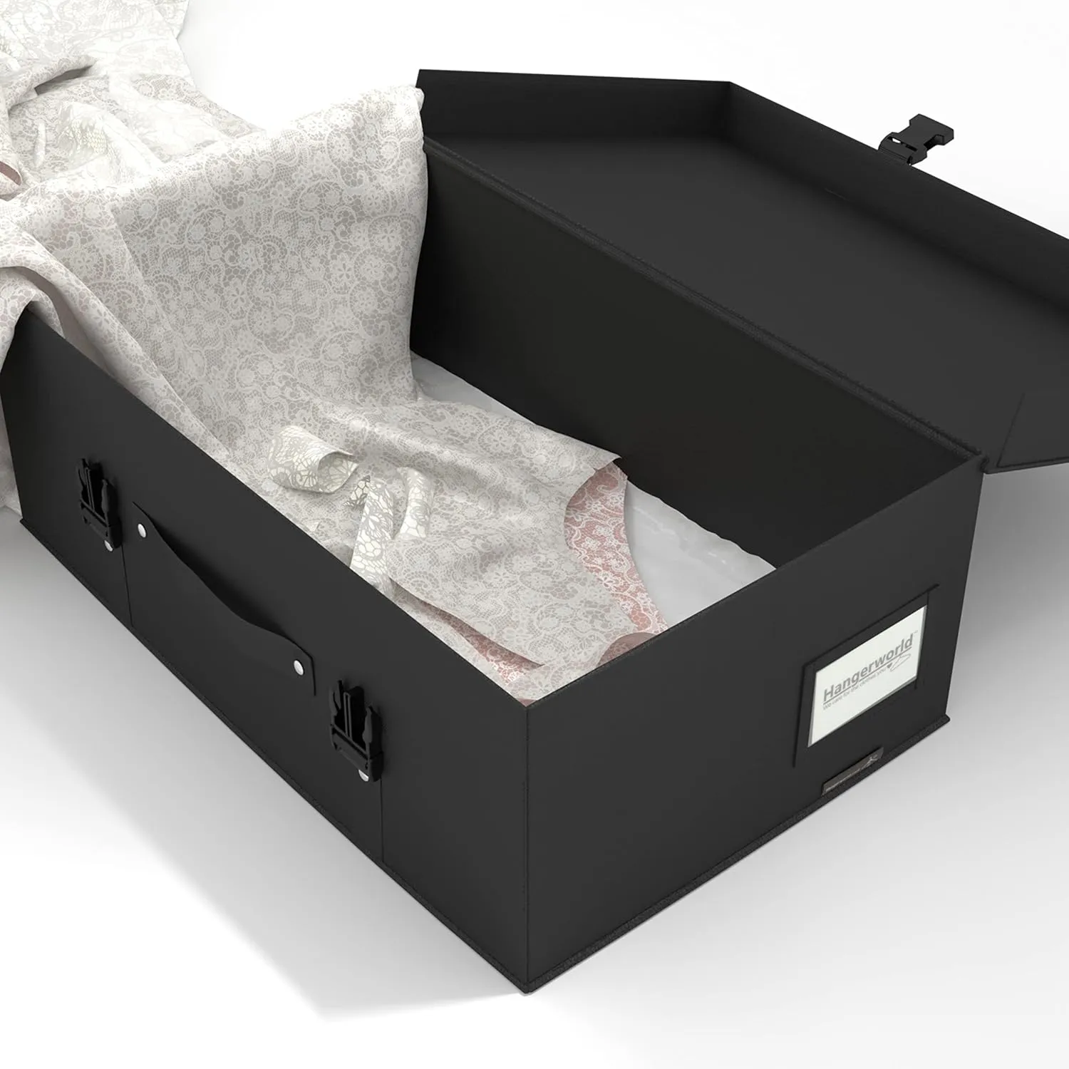 HANGERWORLD Black Wedding Dress Storage Box for Bridal Gown Preservation, Size Medium, Acid Free Storage Box including Archival Acid Free Tissue Paper, Hand Luggage Size for Travel