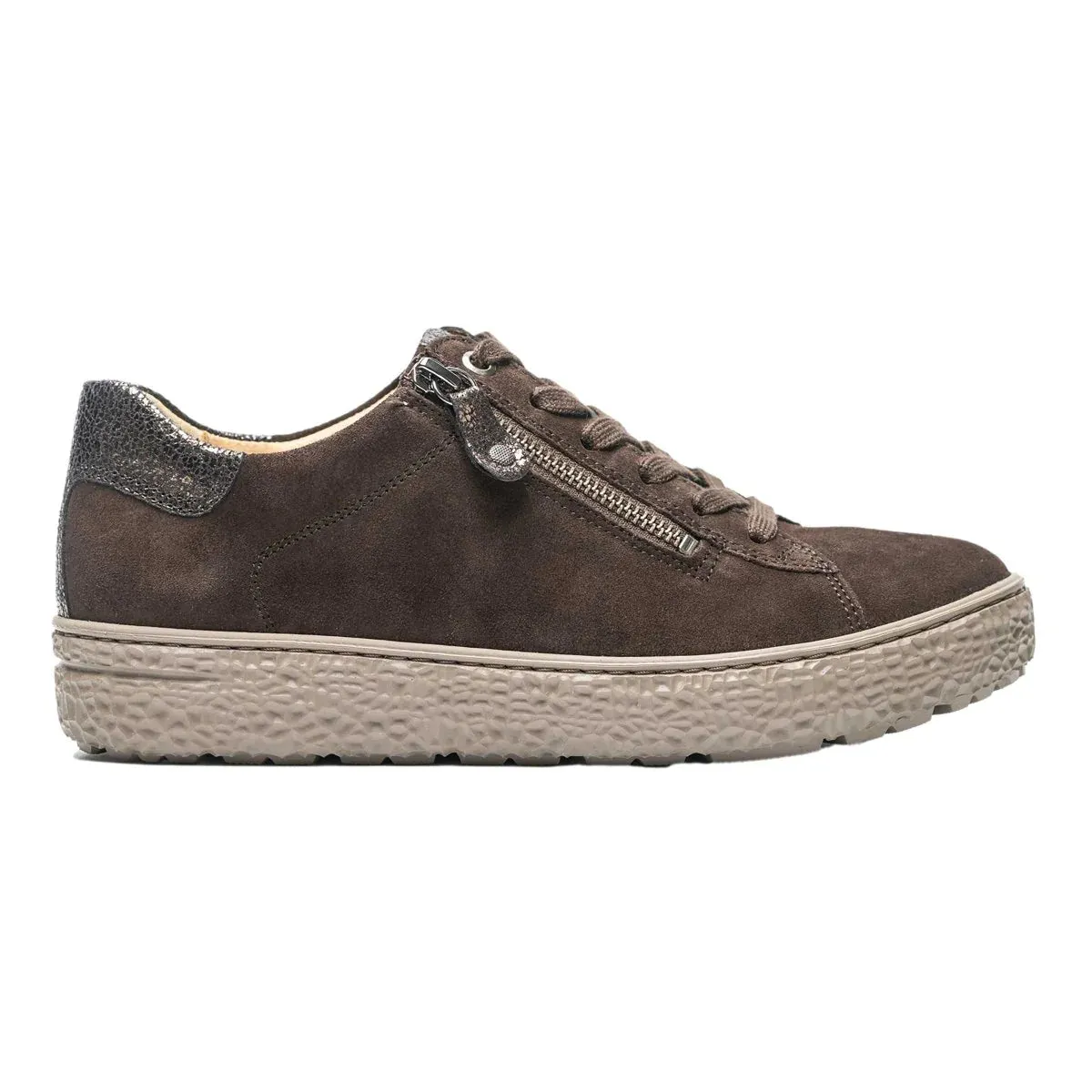 Hartjes Phil Dark Brown/Old Gold Side Zip Oxford