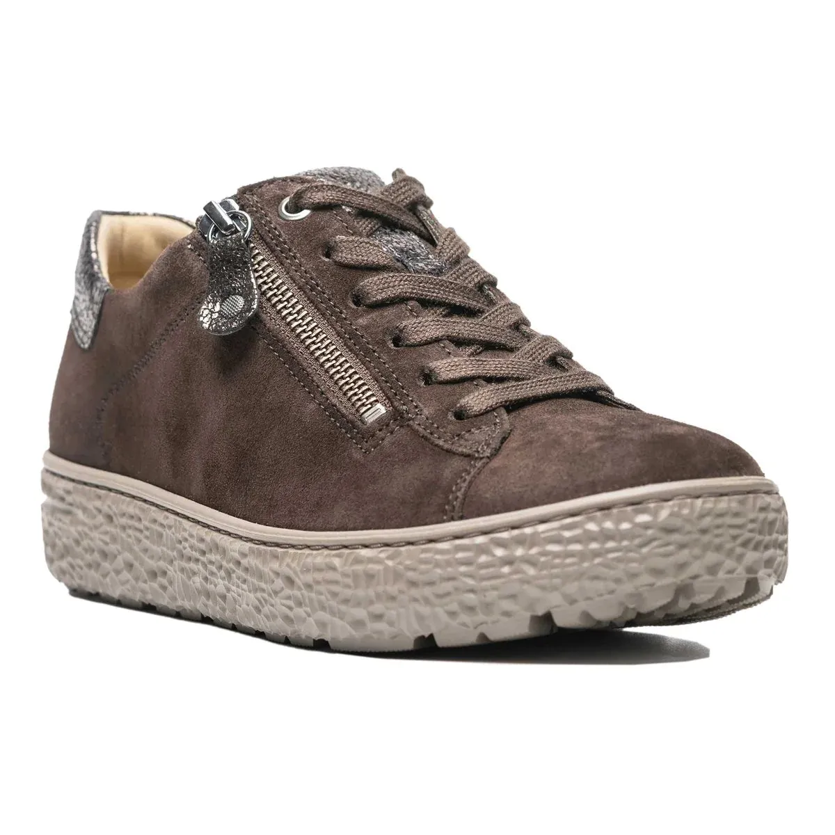Hartjes Phil Dark Brown/Old Gold Side Zip Oxford