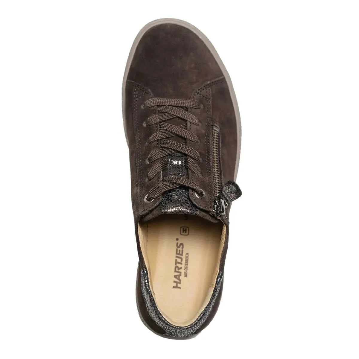 Hartjes Phil Dark Brown/Old Gold Side Zip Oxford