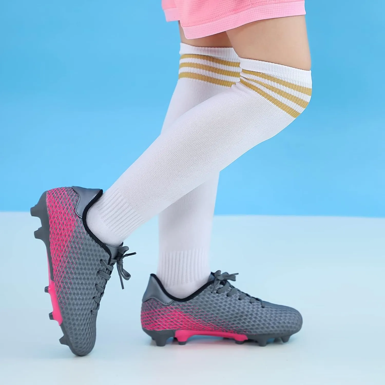 Hawkwell Kids Athletic Firm Ground Outdoor Comfortable Soccer Cleats Shoes(Toddler/Little Kid/Big Kid)