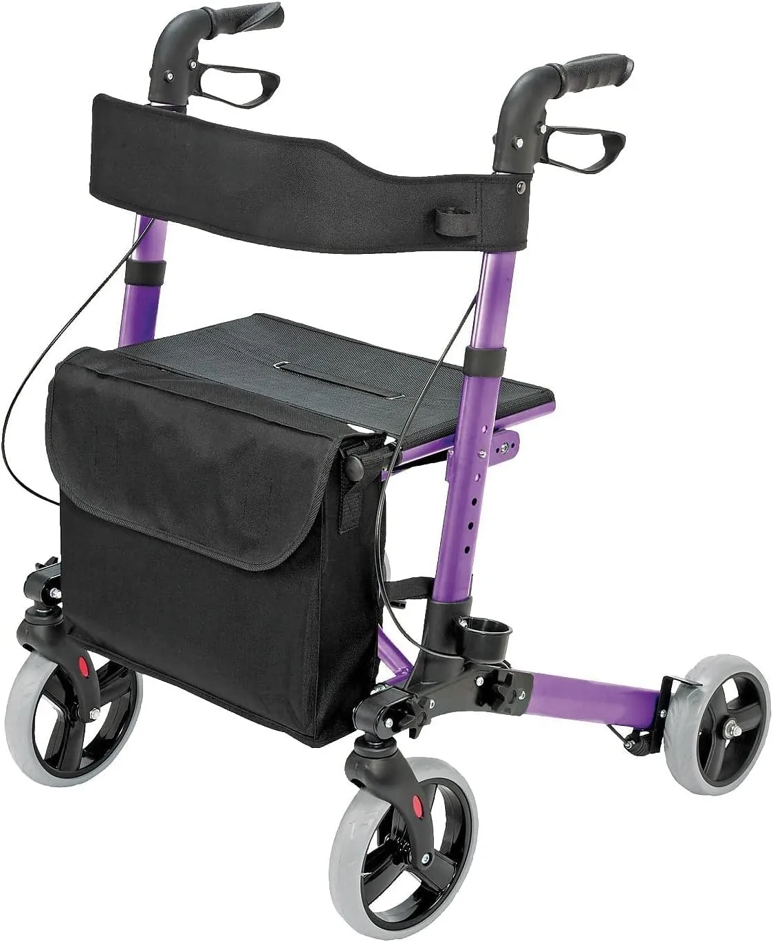 HealthSmart Walker Rollator with Seat and Backrest, FSA HSA Eligible, Adjustable Handle Height, Storage Bag and a Durable Lightweight Frame That Easily Folds While Supporting up to 300 pounds