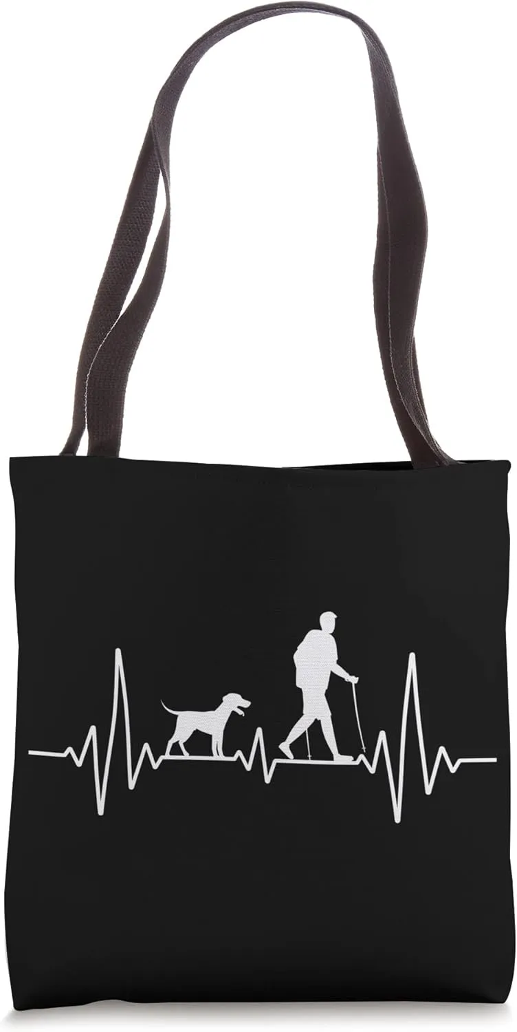 Heartbeat Nordic Walking Dog Owner Walker Marathon Endurance Tote Bag