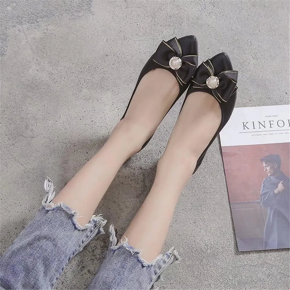 Hee grand Women Foldable Ballet Flats Bling Rhinestones Soft Leather Pointy Toe Flats Sparkle Wedding Dress Shoes Comfort Slip on Loafers Big Size