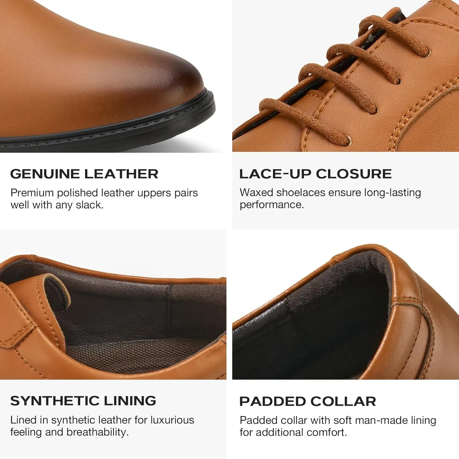 HEEZ Mens Dress Shoes Oxford Shoes for Men Split Leather Comfortable Nonslip Formal Business Shoes