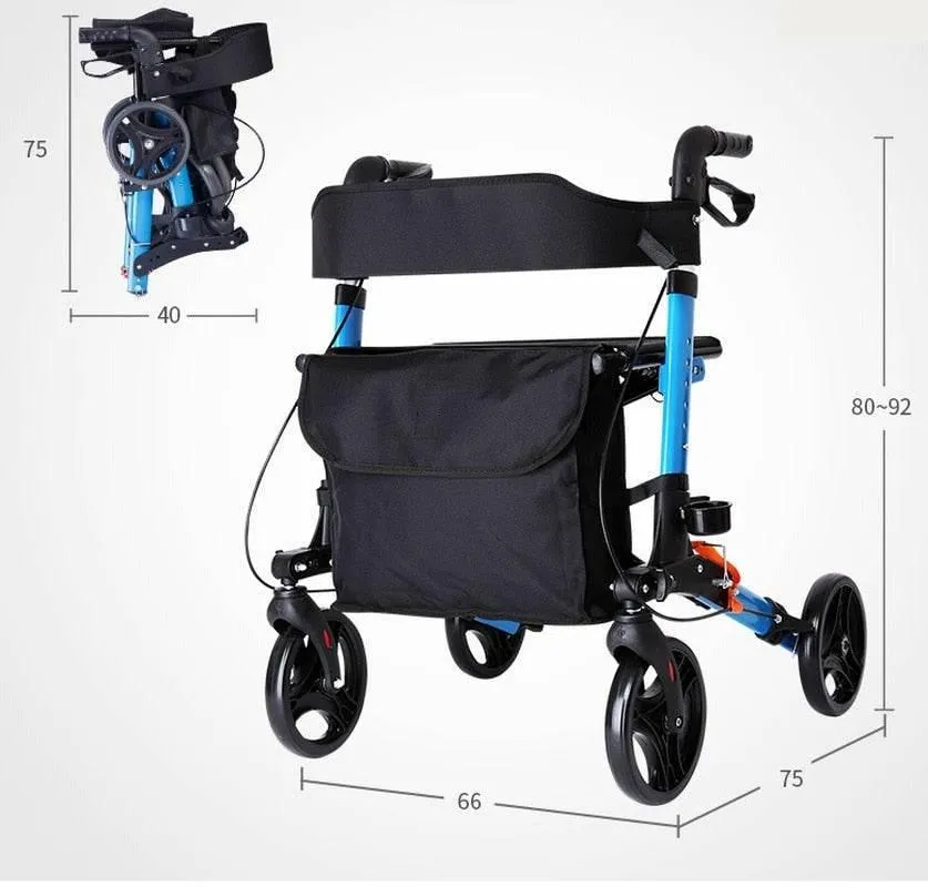 Height Adjustable Foldable Walker - Portable Mobility Aid for Seniors