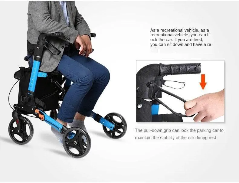 Height Adjustable Foldable Walker - Portable Mobility Aid for Seniors