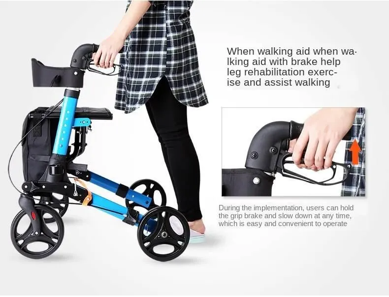 Height Adjustable Foldable Walker - Portable Mobility Aid for Seniors