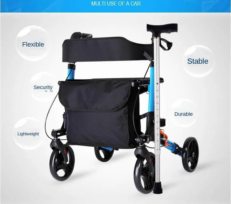 Height Adjustable Foldable Walker - Portable Mobility Aid for Seniors