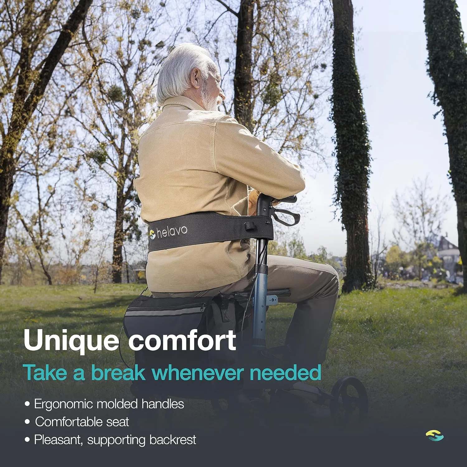 Helavo Foldable Rollator with Seat - Lightweight Aluminum Rolling Walker for Seniors and Adults