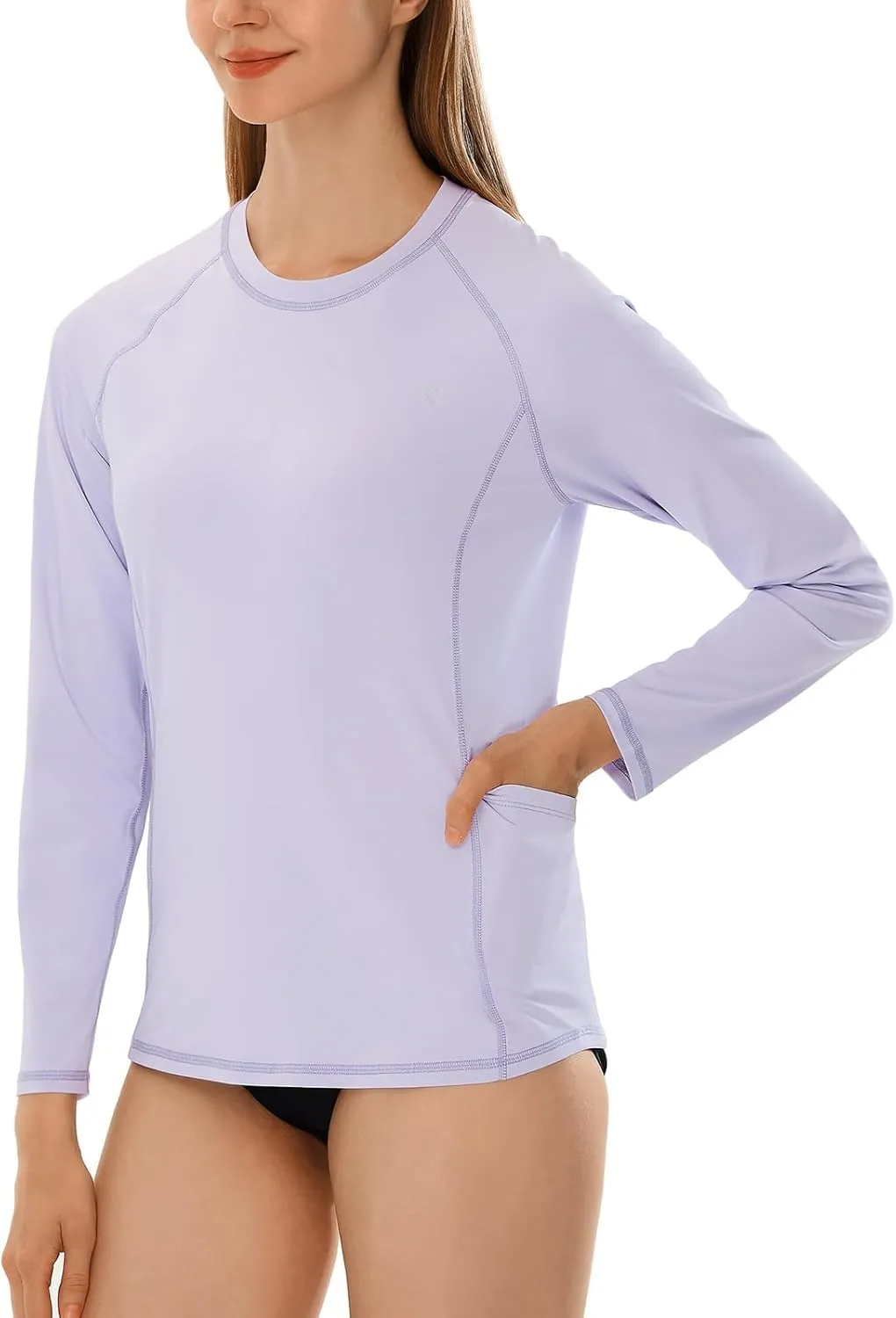 HODOSPORTS Rash Guard for Women UPF 50  Swim Shirt with Pockets Sun Protection Shirts Lightweight Long Sleeve