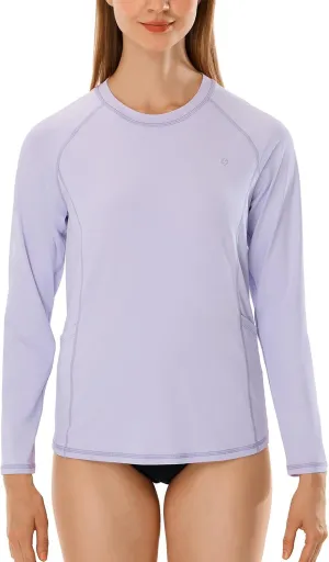 HODOSPORTS Rash Guard for Women UPF 50  Swim Shirt with Pockets Sun Protection Shirts Lightweight Long Sleeve
