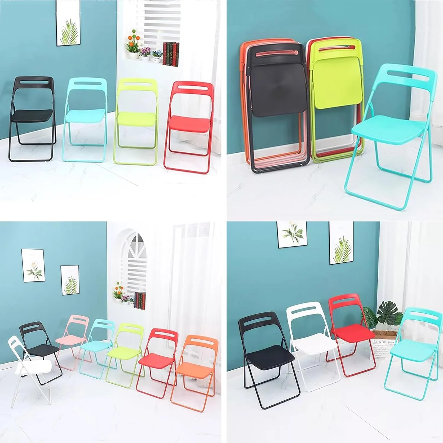 Home Outdoor Dining air Folding air Stool Plastic Portable backrest air(Blu)