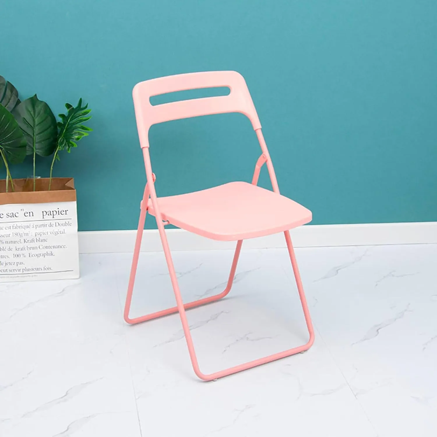 Home Outdoor Dining air Folding air Stool Plastic Portable backrest air(Roze)