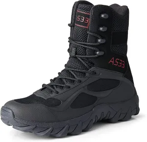 hongrenamz Men's Hiking Boots Waterproof High Top Outdoor Walking Lace Up Anti-Slip Breathable Ankle Boots Casual Camping Trekking Shoes Black-EU44/US10