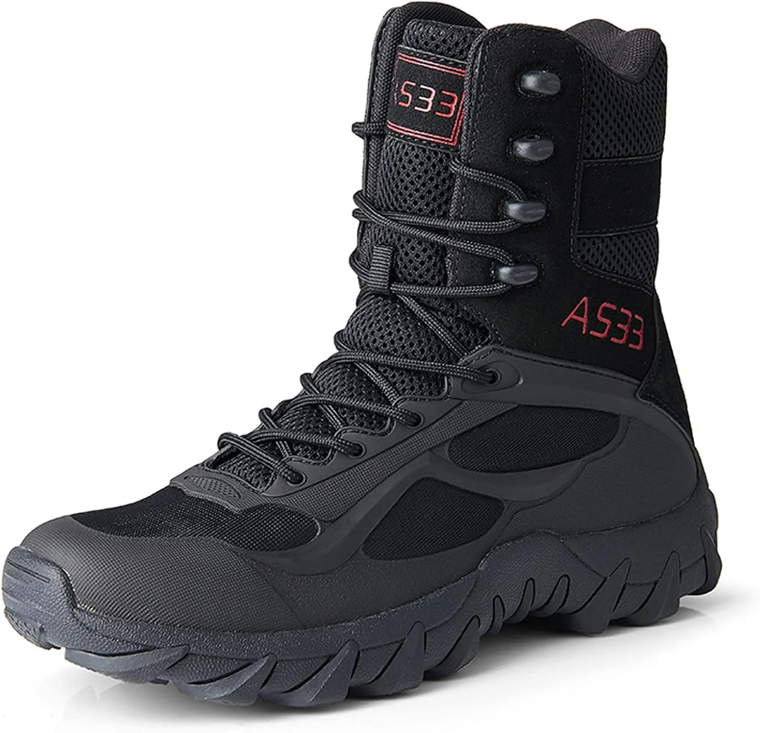 hongrenamz Men's Hiking Boots Waterproof High Top Outdoor Walking Lace Up Anti-Slip Breathable Ankle Boots Casual Camping Trekking Shoes Black-EU44/US10
