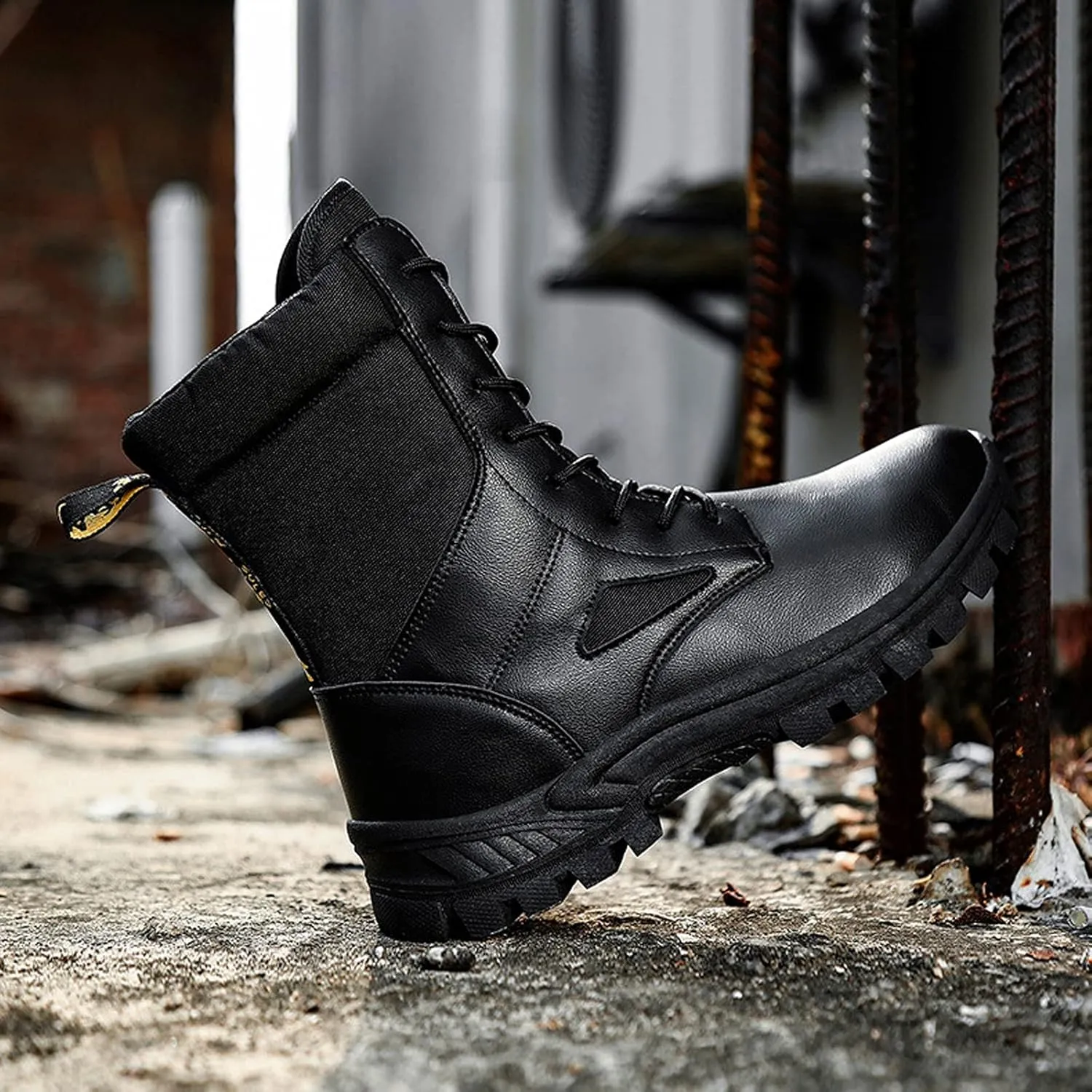 hongrenamz Walking Boots Men's Camping Waterproof High Top Non-Slip Trekking Trail Outdoor Shoes for Adults Black-EU40/US7.5