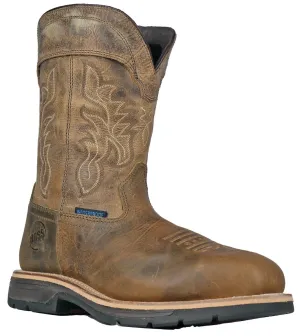 Hoss Boots Mens Brisbee Distressed CT WP Brown Leather Work Boots