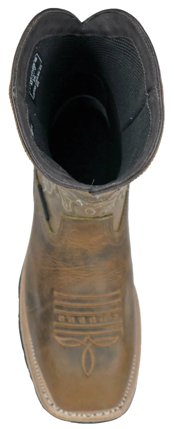 Hoss Boots Mens Brisbee Distressed CT WP Brown Leather Work Boots