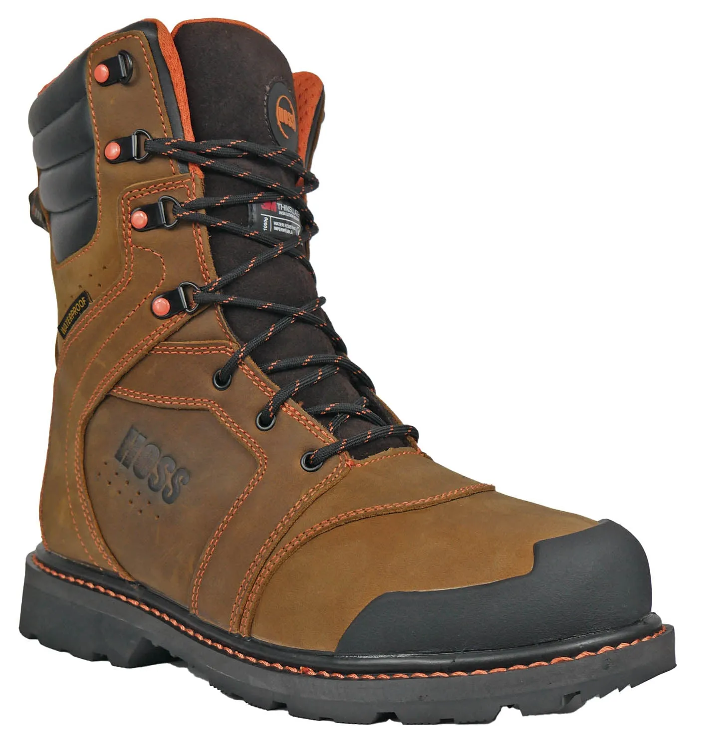 Hoss Boots Mens Clash 1000G Comp Toe Brown Leather Work Boots