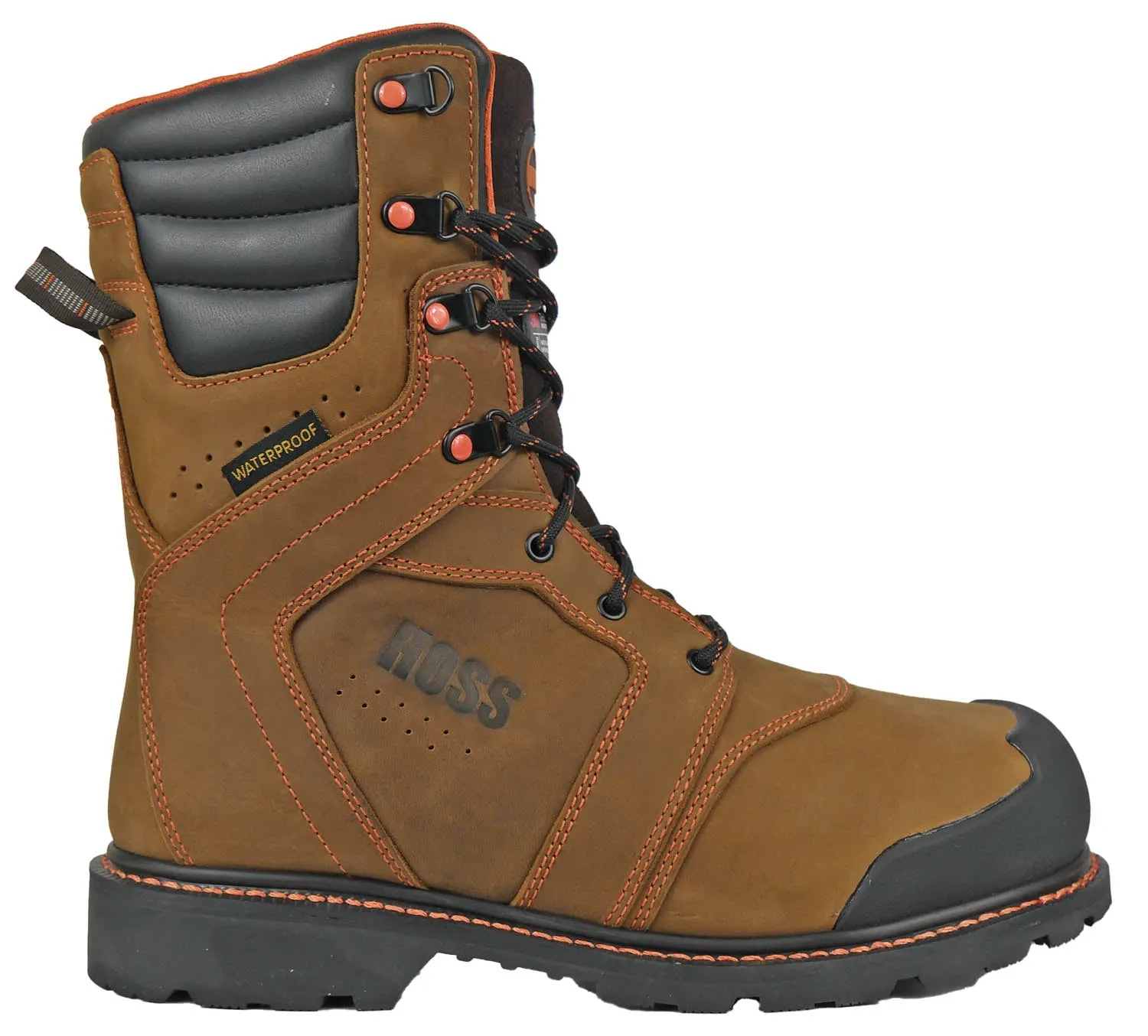 Hoss Boots Mens Clash 1000G Soft Toe Brown Leather Work Boots