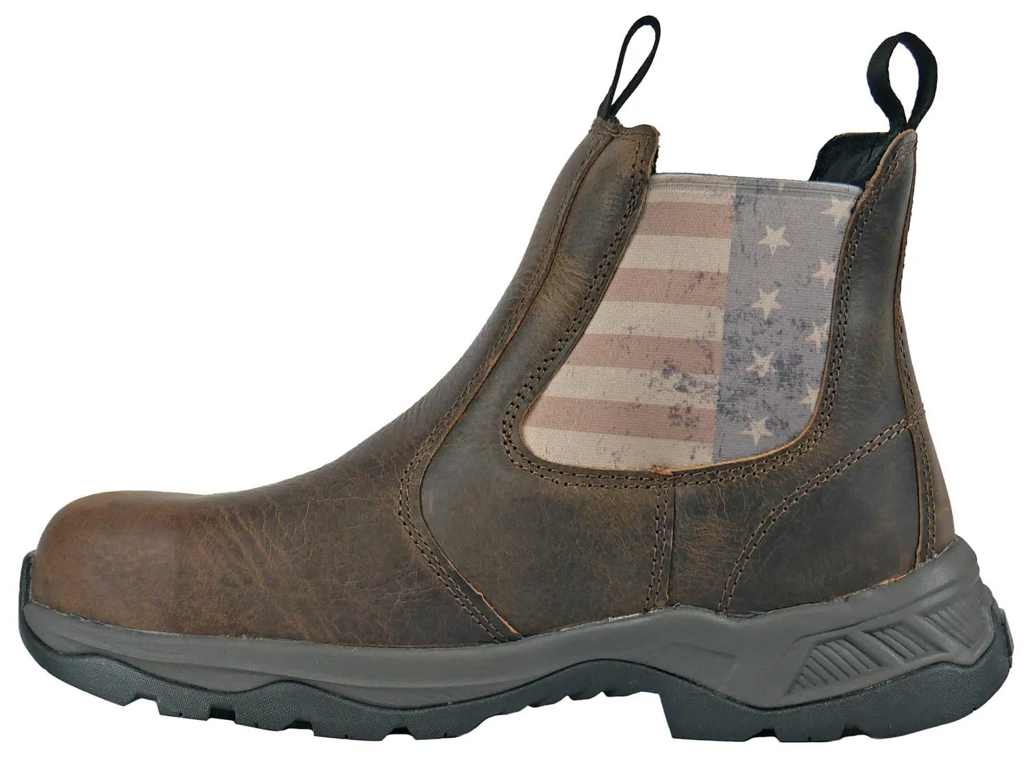 Hoss Boots Mens Old Glory Distressed Brown Leather Work Boots