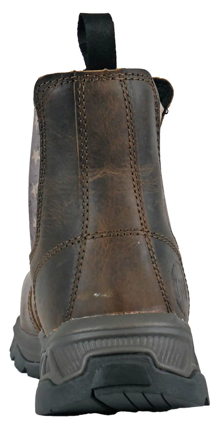 Hoss Boots Mens Old Glory Distressed Brown Leather Work Boots