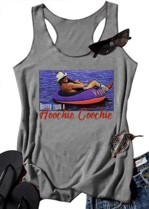 Hotter Than a Hoochie Coochie Tank Tops for Women Vintage Country Music Graphic Hawaiian Racerback T Shirt