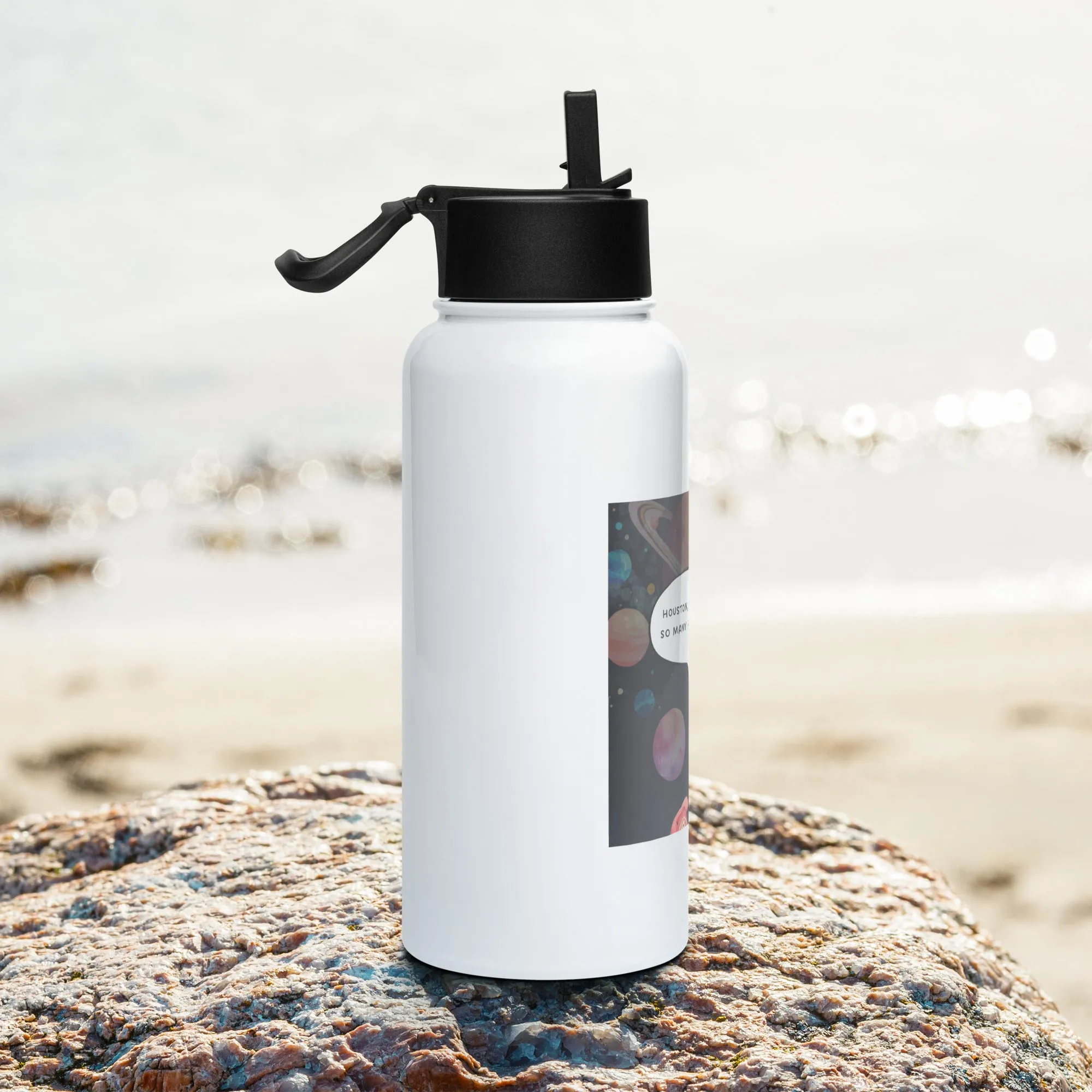 Houston We Have So Many Problems - Stainless steel water bottle with a straw lid