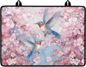Hummingbird Spring Floral Heat Resistant Rubber Mat for Glass Stove Top Protector, Foldable Oven Cover for Electric Stove