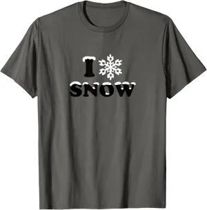 I Love Snow Snowflake Ice Christmas Sledding Ski Snowboard T-Shirt