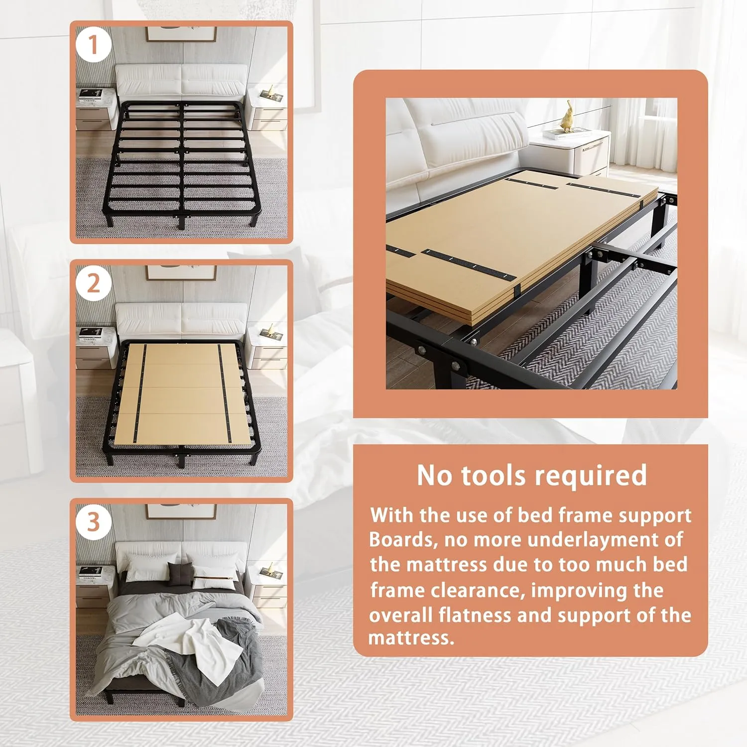Imperius Foldable Box Spring, Bunkie Board, Bed Support Slats,Twin 38x74