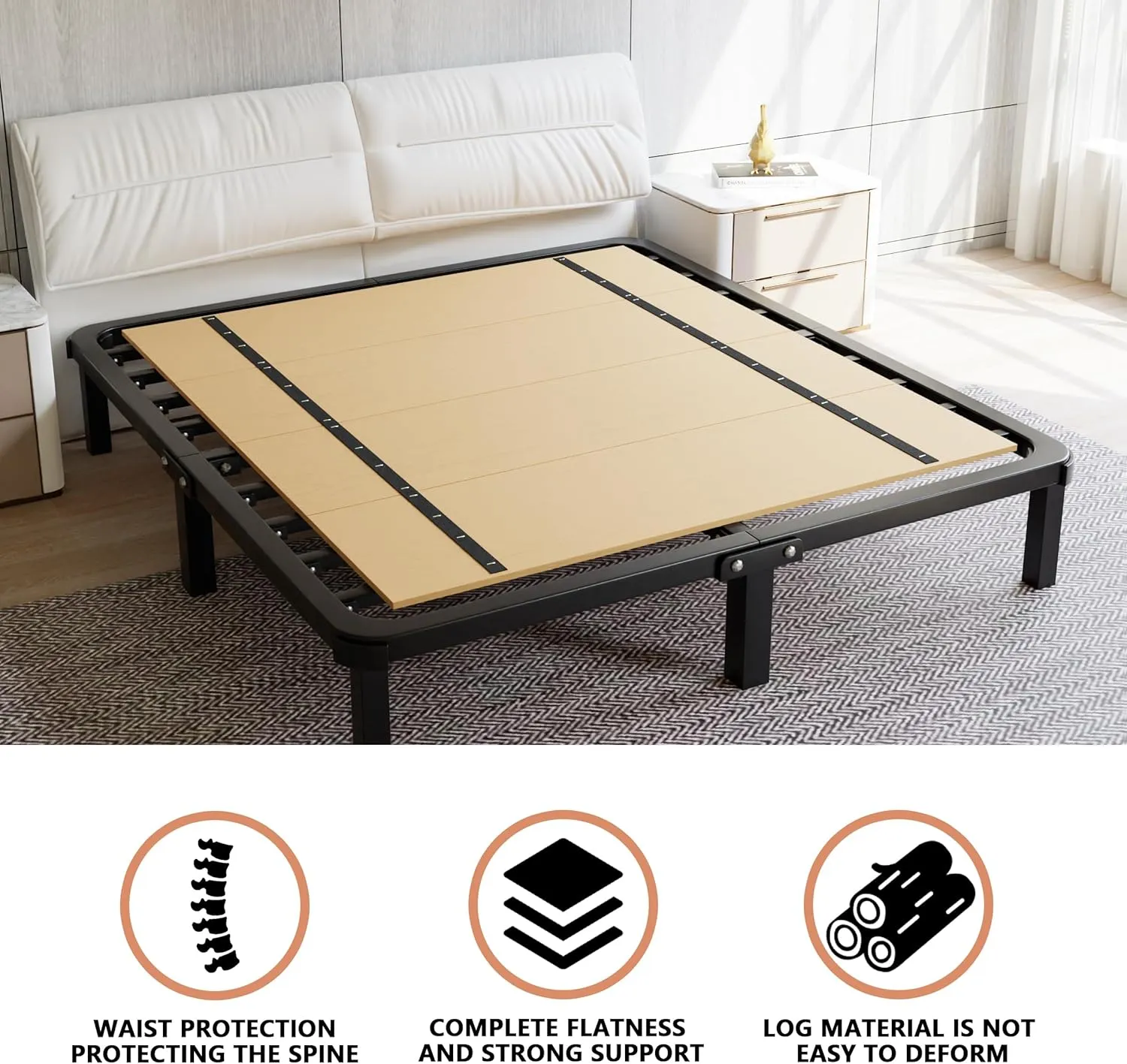 Imperius Foldable Box Spring, Bunkie Board, Bed Support Slats,Twin 38x74