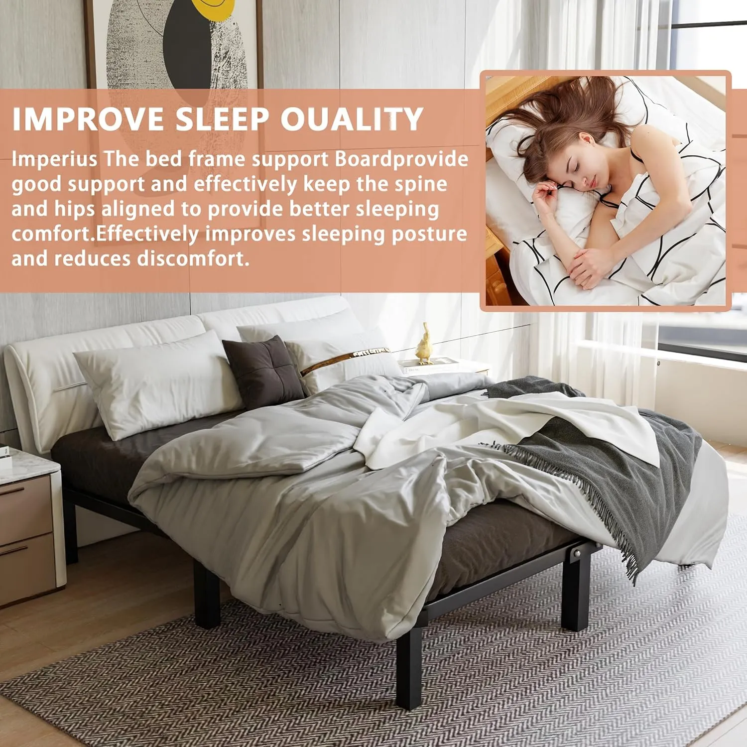 Imperius Foldable Box Spring, Bunkie Board, Bed Support Slats,Twin 38x74