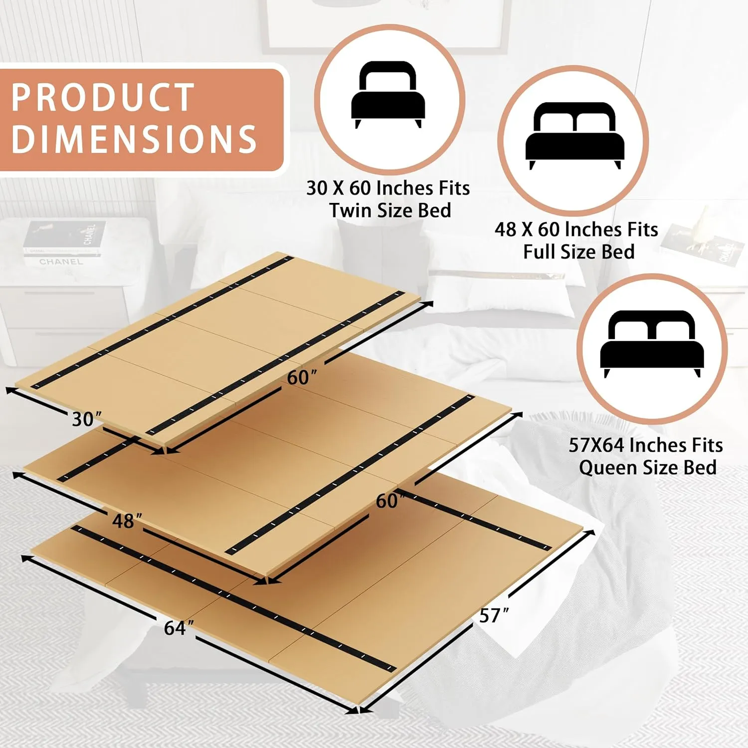 Imperius Foldable Box Spring, Bunkie Board, Bed Support Slats,Twin 38x74