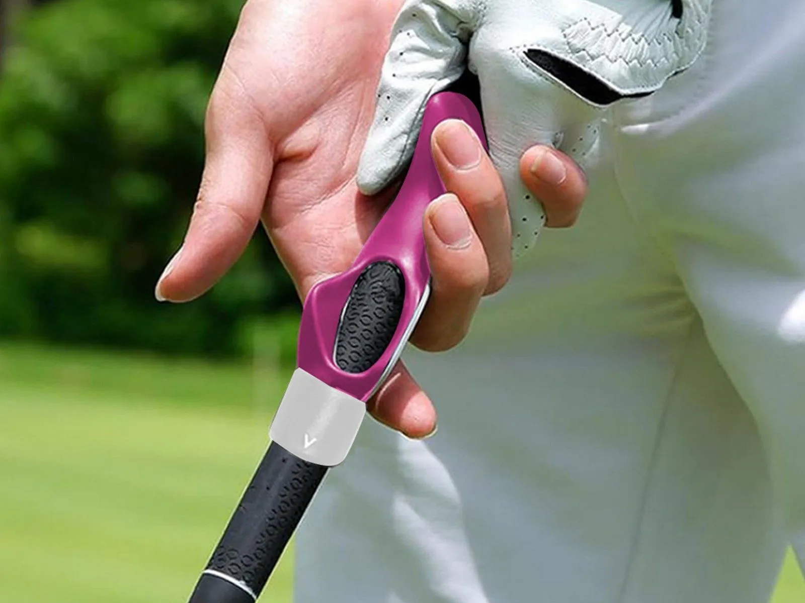 Improved White Secure delivery Golf - Trainer Positioning Grip Attachment Club for Hand Wholesale
