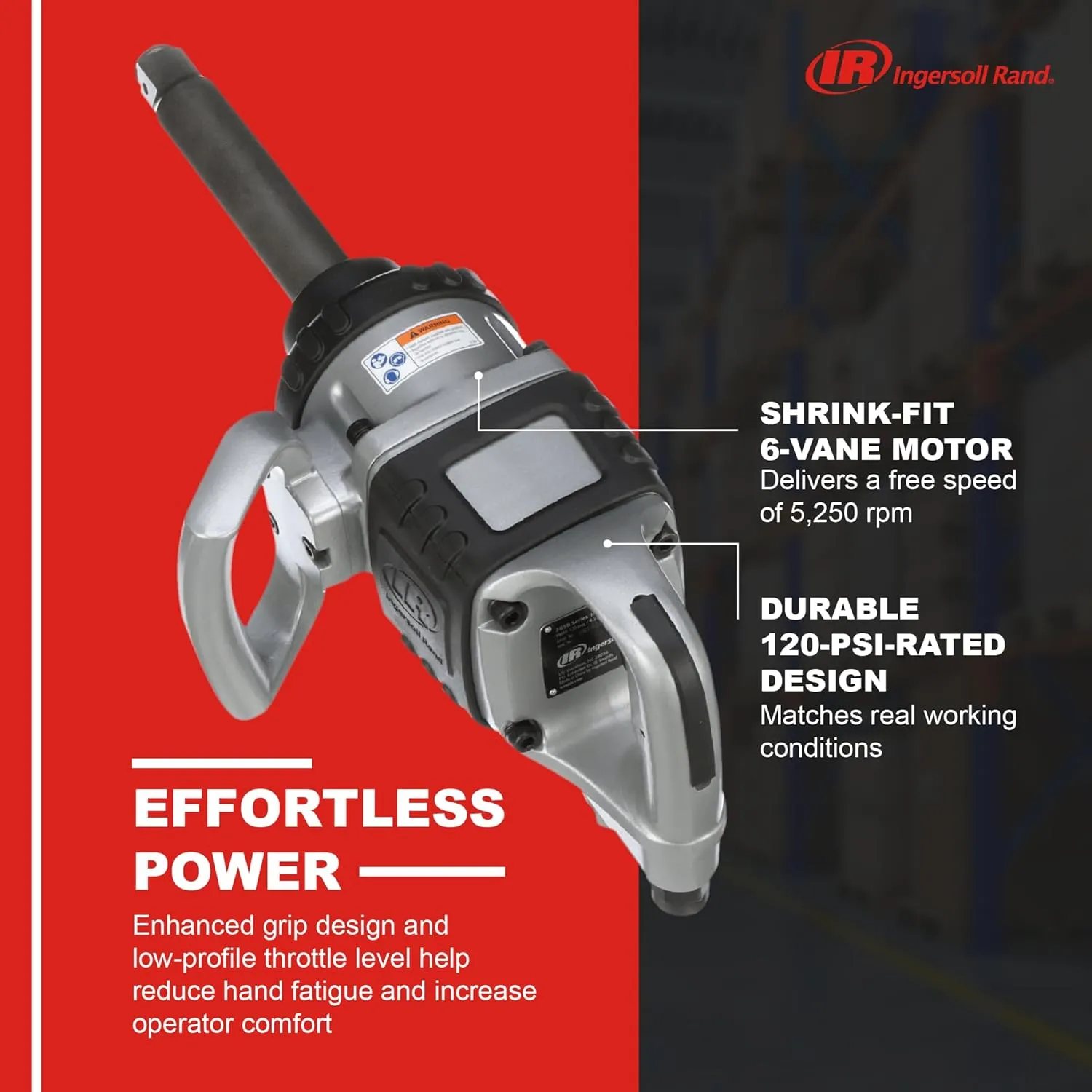 Ingersoll Rand 285B-6 1-Inch Cordless Pneumatic Impact Wrench with 6-Inch Extended Anvil and 2 Handles