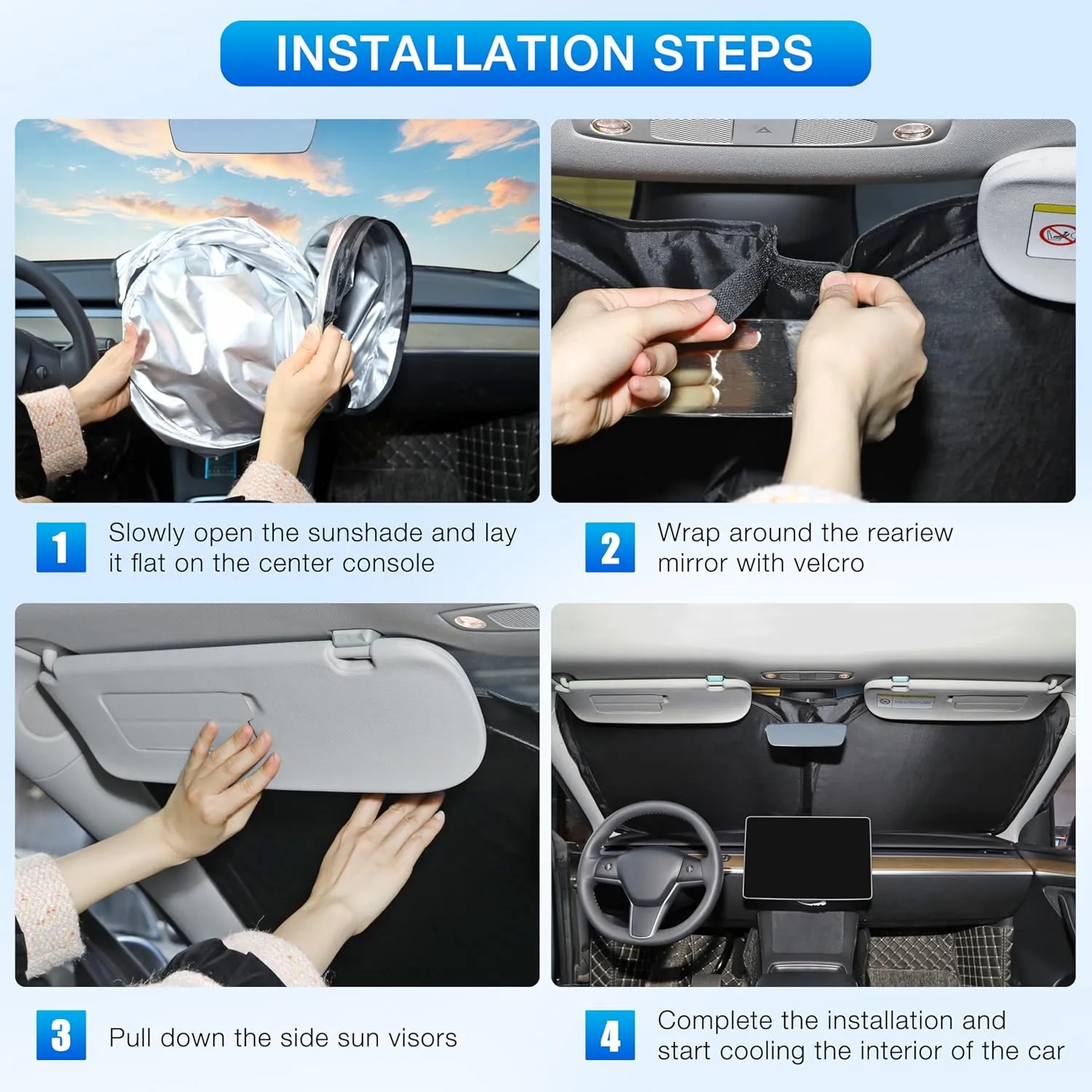 INSAUTO Foldable Windshield Sun Shade for Ford Explorer 2020-2025, Heat & UV Protection Car Sunshade with Storage Bag, Keep Interior Cool & Easy Installation