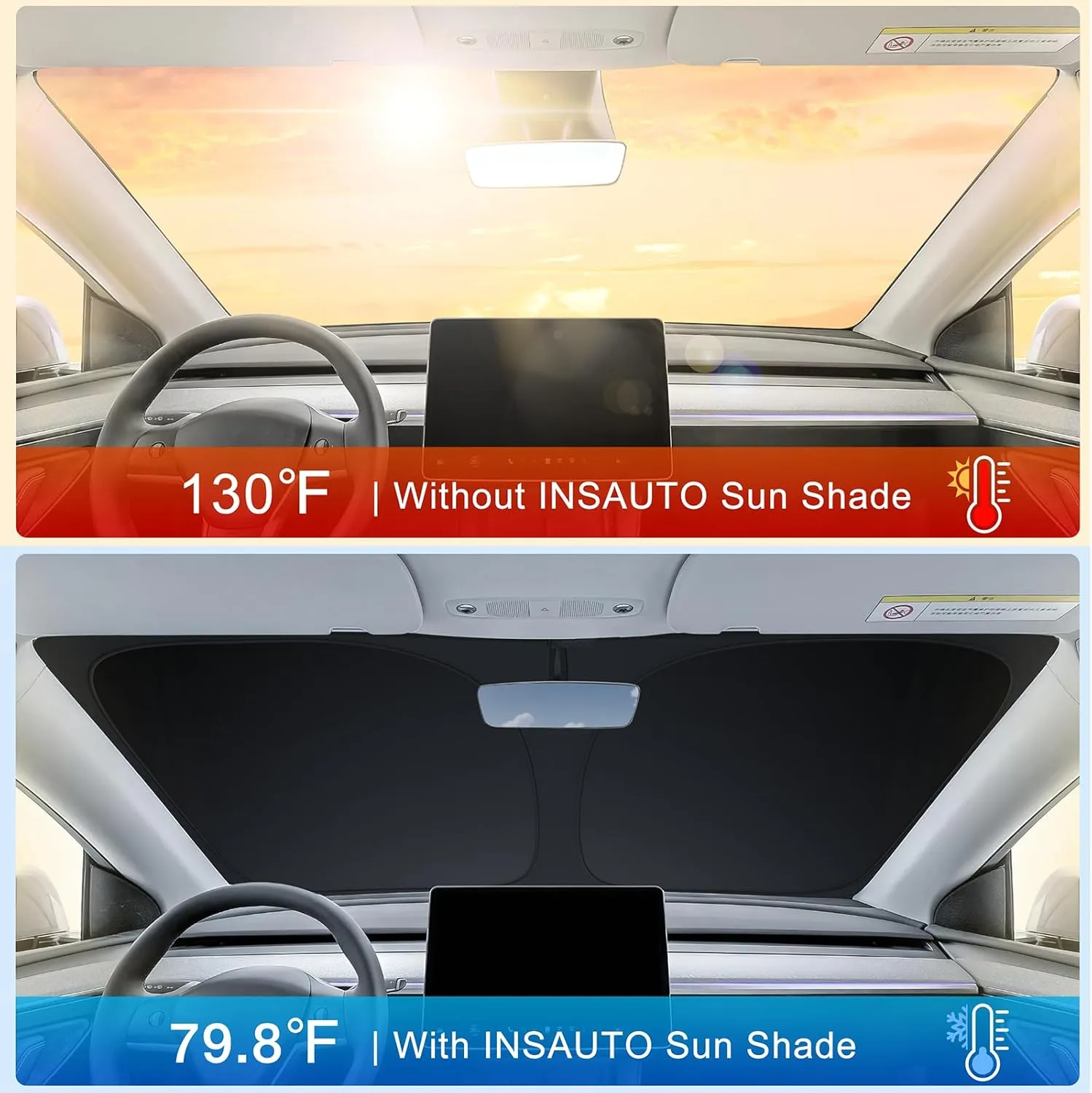 INSAUTO Foldable Windshield Sun Shade for Ford Explorer 2020-2025, Heat & UV Protection Car Sunshade with Storage Bag, Keep Interior Cool & Easy Installation
