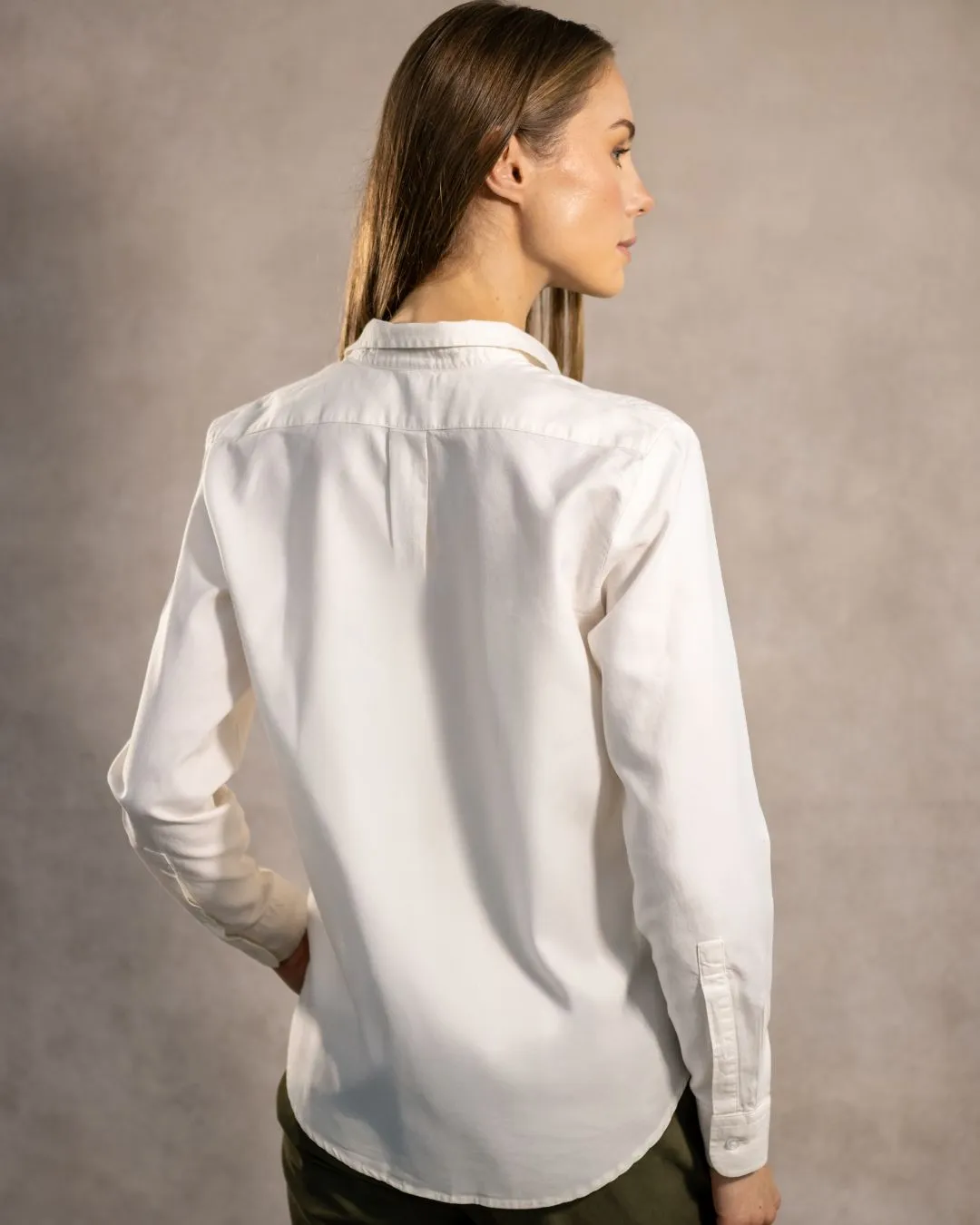 Ivory Stain-Resistant Oxford Shirt for Women