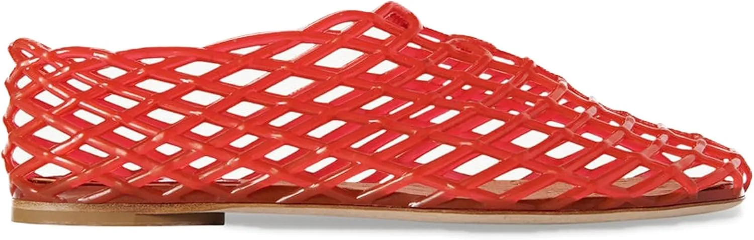Jelly Mesh Ballet Flats for Women Jelly Shoes Women 2025 Newly Adult Clear Hollow Jelly Flat Sandals Lightweight Breathable Summer Beach Ballerina