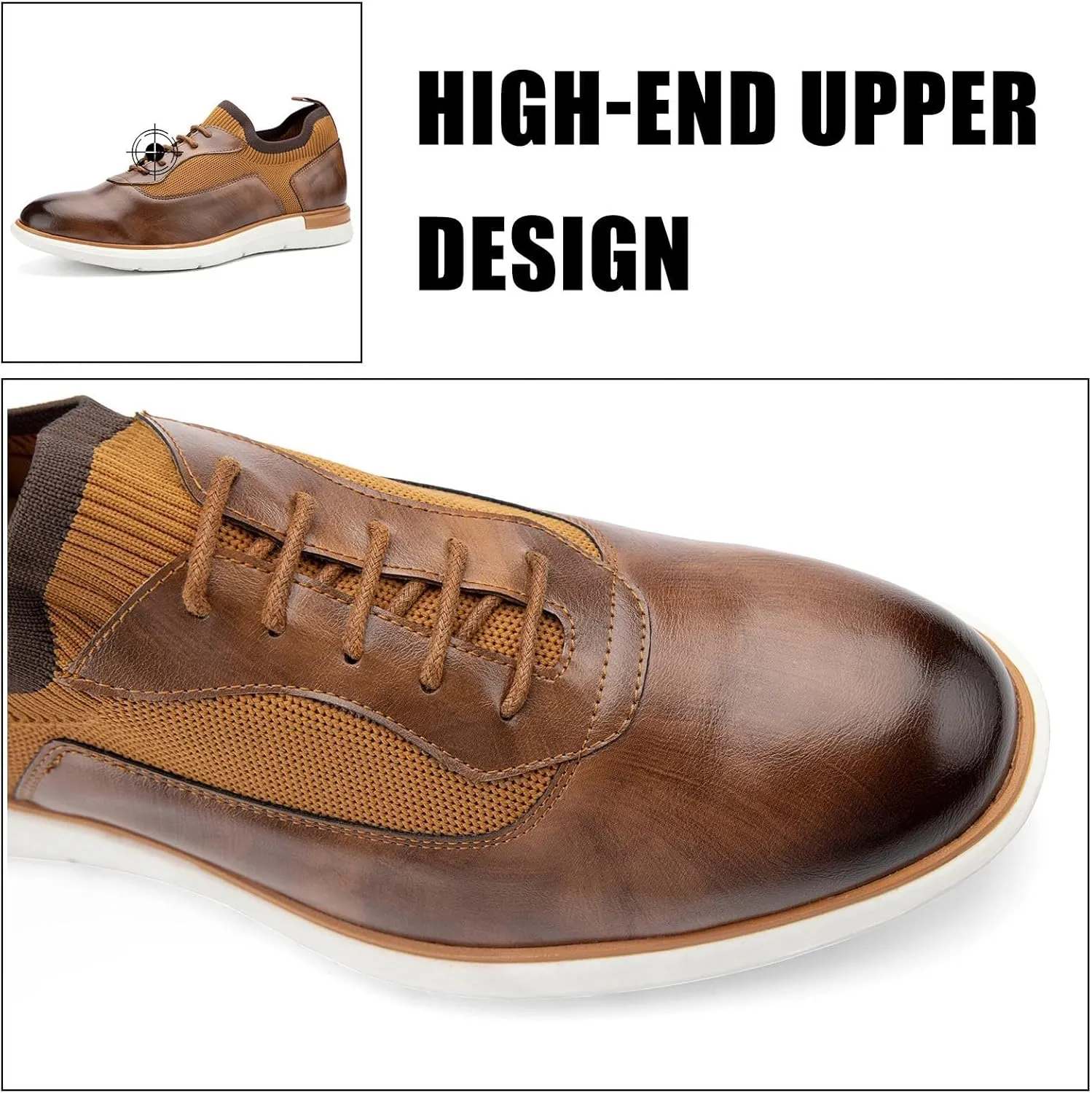 JITAI Men's Casual Oxford Dress Shoes Classic Modern Business Lace-up Wingtip Shoes