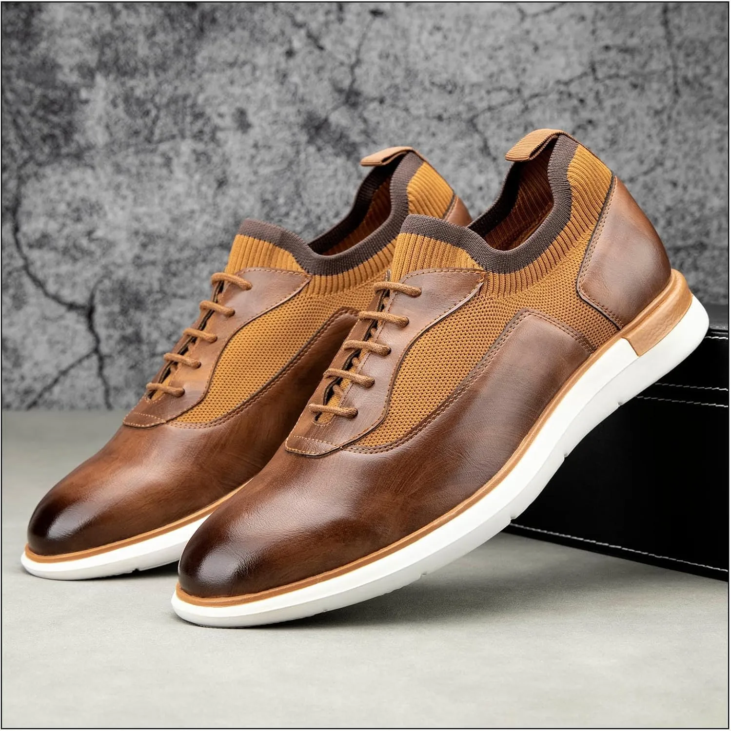 JITAI Men's Casual Oxford Dress Shoes Classic Modern Business Lace-up Wingtip Shoes