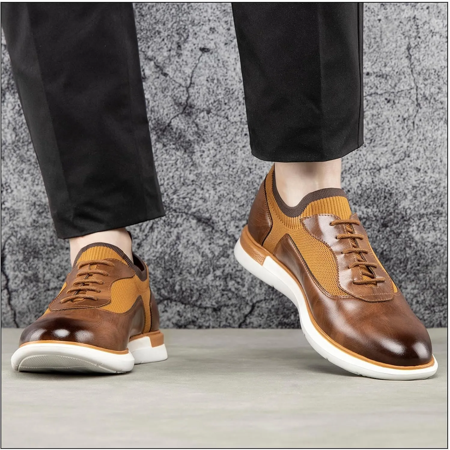 JITAI Men's Casual Oxford Dress Shoes Classic Modern Business Lace-up Wingtip Shoes